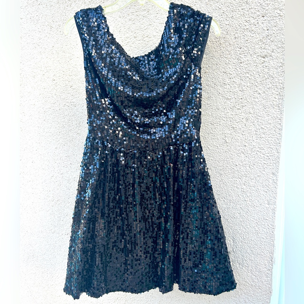 Black sequin cocktail dress